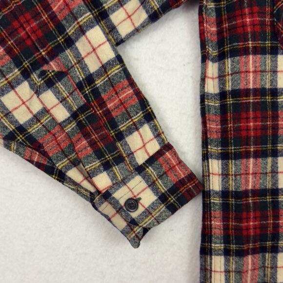 VTG Pendleton Mens M Shirt Virgin Wool Stewart Dress Tartan Plaid Loop Collar - Picture 8 of 12